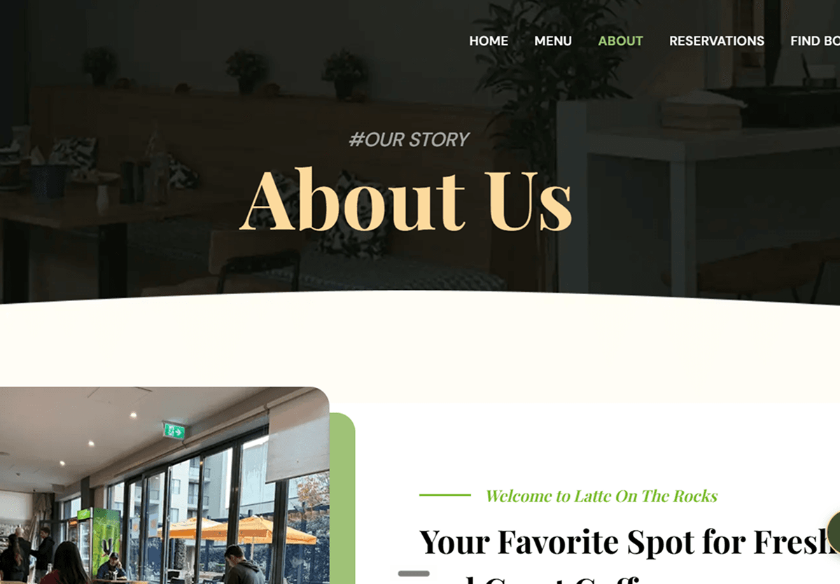 Latte website after redesign